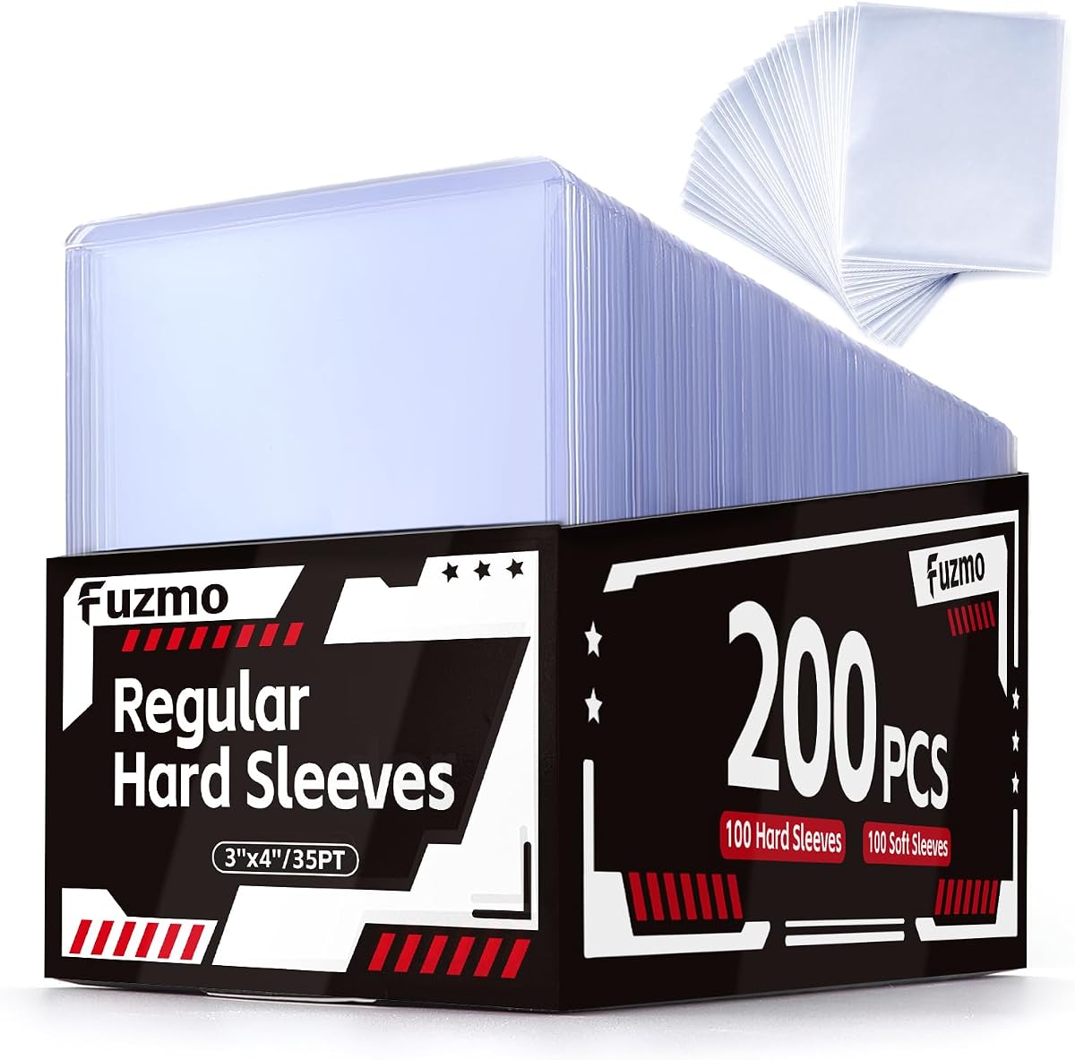 Card Sleeves Hard Plastic, 3"X 4", 200ct (100 Hard + 100 Soft) | Hard Sleeves Card Protectors for Standard Size Trading Sports Baseball Football Game Cards