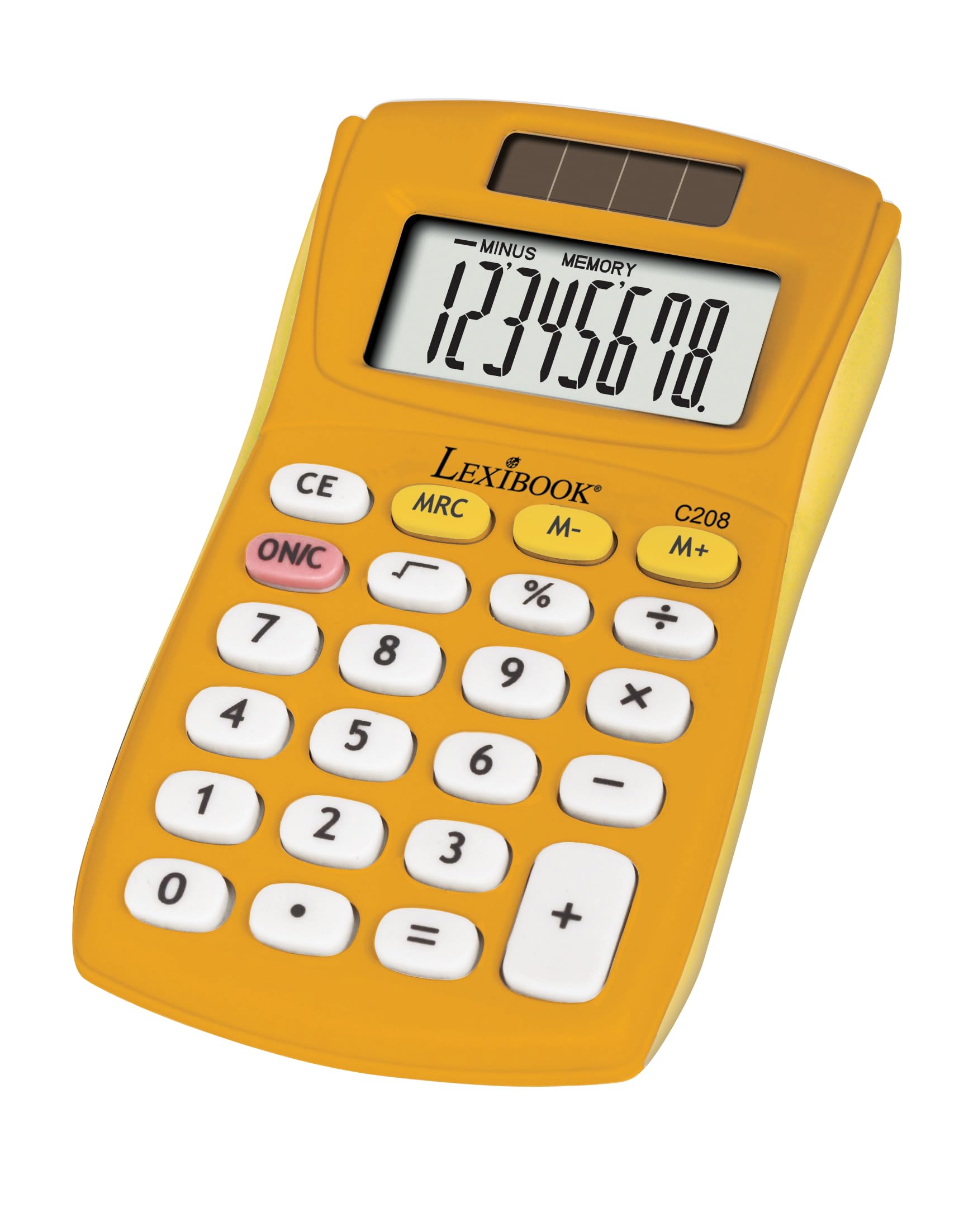 Lexibook, FRUITIES® Pocket Calculator, 8 digits, 4 operations, Basic and advanced functions, Solar and battery powered, Yellow, C208D