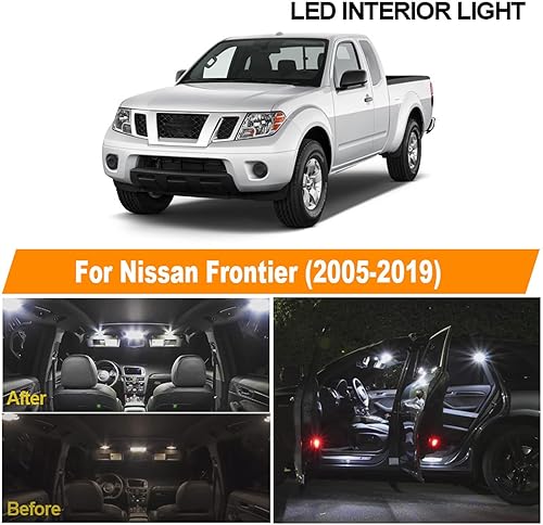 Miniatura 2 de LMLZNP Bombillas LED blancas para automóvil, kit de luz de techo de cúpula de lectura, para Nissan Frontier 2005, 2006, 2007, 2008, 2009, 2010-2017,