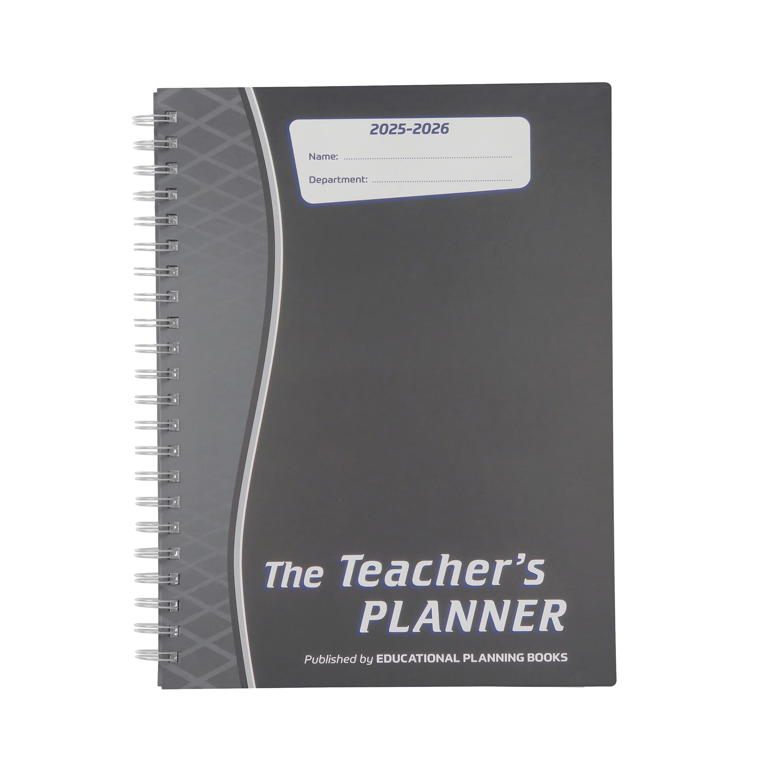 Educational Planning Books - The Teachers Planner Wirobound 2025-26 | A5 Teacher Planner & Academic Diary, Page-a-Day Teacher Notebook in 8 Periods per Day - Charcoal (TP7-C)