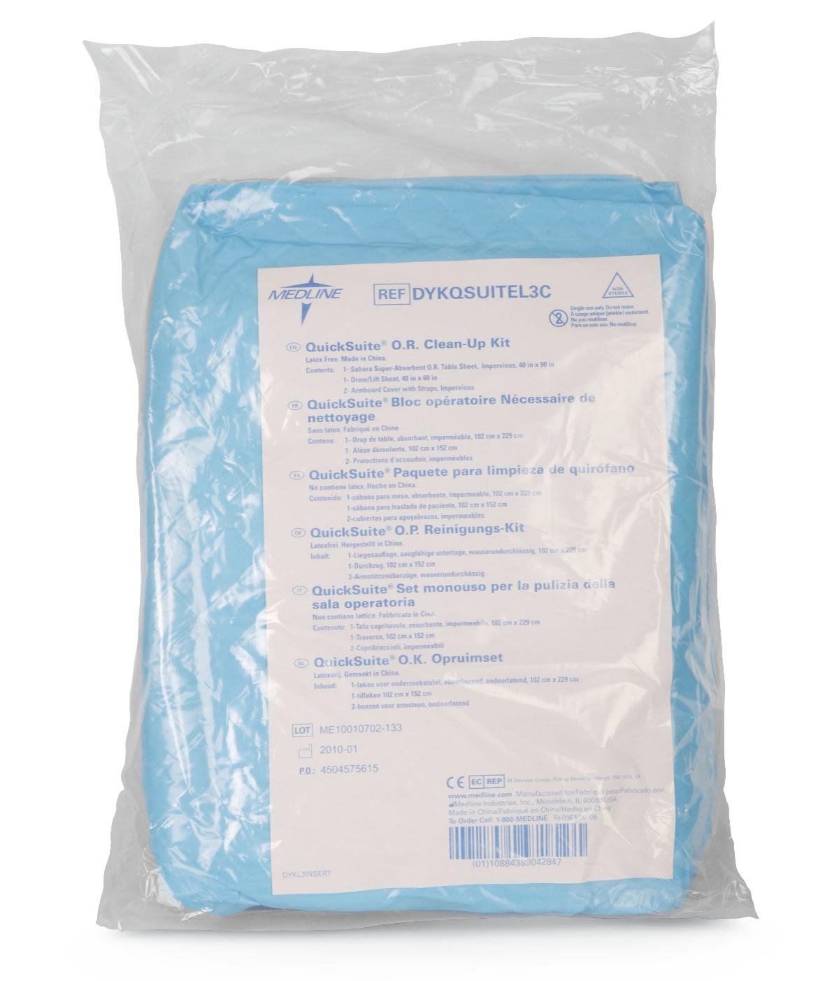 Medline QuickSuite Sahara Standard Linen Kits, 40 Inches x 90 Inches Table Sheet, 40 Inches x 60 Inches Draw/Lift Sheet, Armboard & Head Positioner Covers, Case of 30 Each