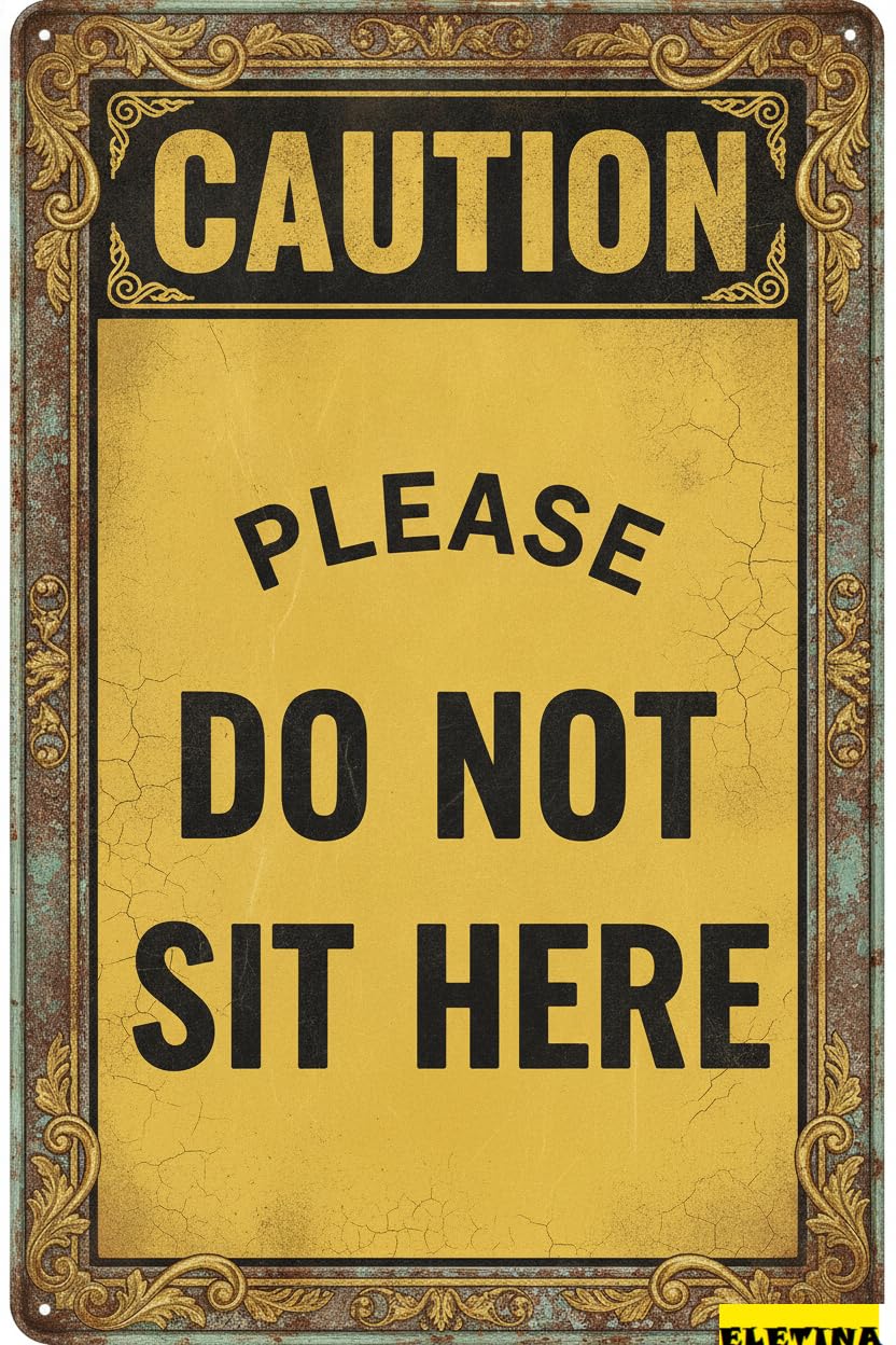 Caution Do Not Sit Here Yard Tin Sign, 8x12 Inch