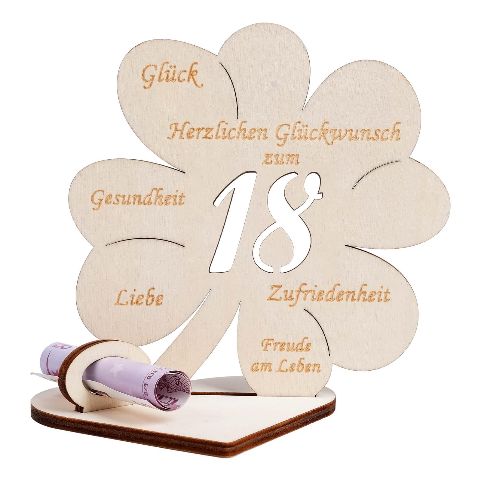 packra Geldgeschenke Geburtstag, Kleeblatt Glück Geldgeschenk Geburtstag Frauen Männer, Geldgeschenk aus Holz Holz Schild Gästebuch, Personalisiert Tischdekoration