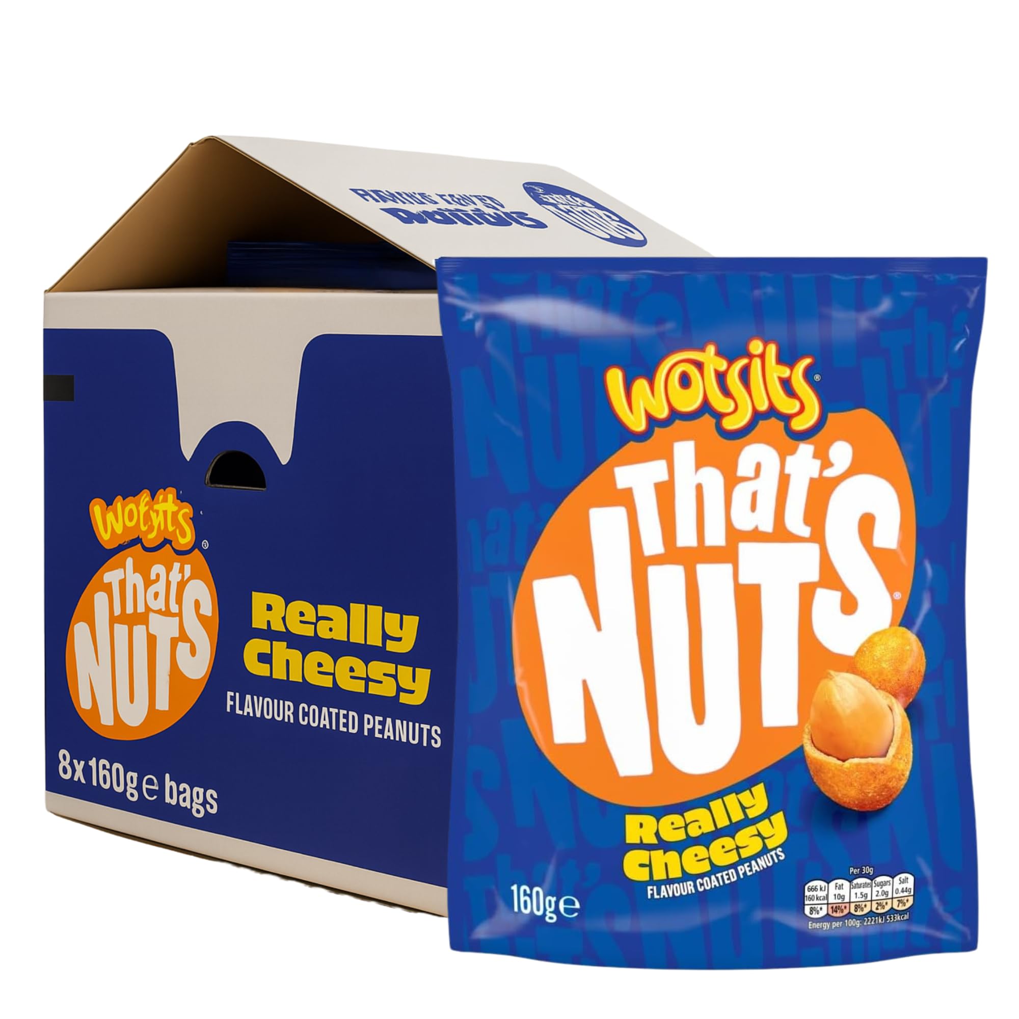 That’s Nuts Wotsits Really Cheesy Sharing Coated Peanuts Case 160g (Case of 8)