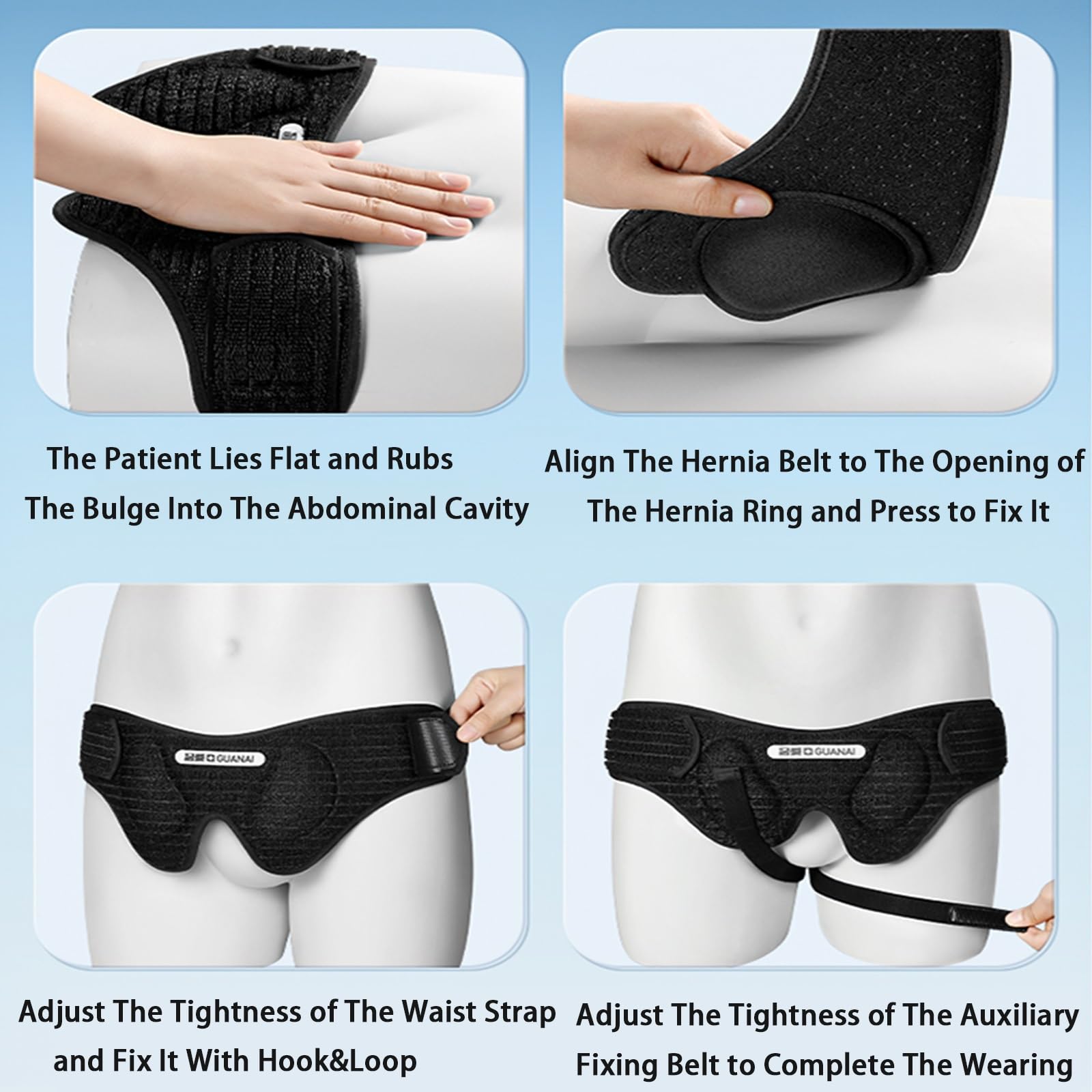Inguinal Hernia Belt for Men and Women Left or Right Side, Hernia Support with Removable Compression Pads, Adjustable(Gray,Small)
