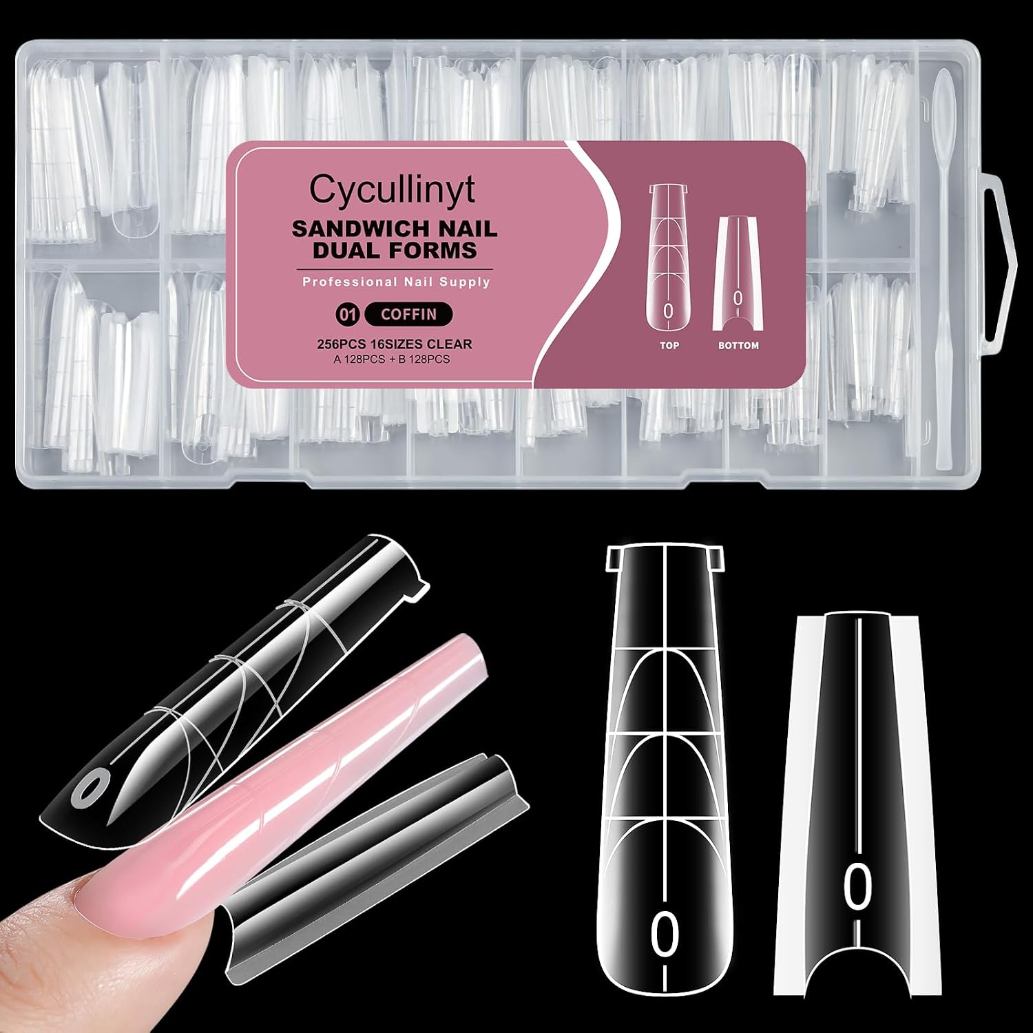 Poly Nail Gel Sandwich Nail Form Dual System - 256PCS