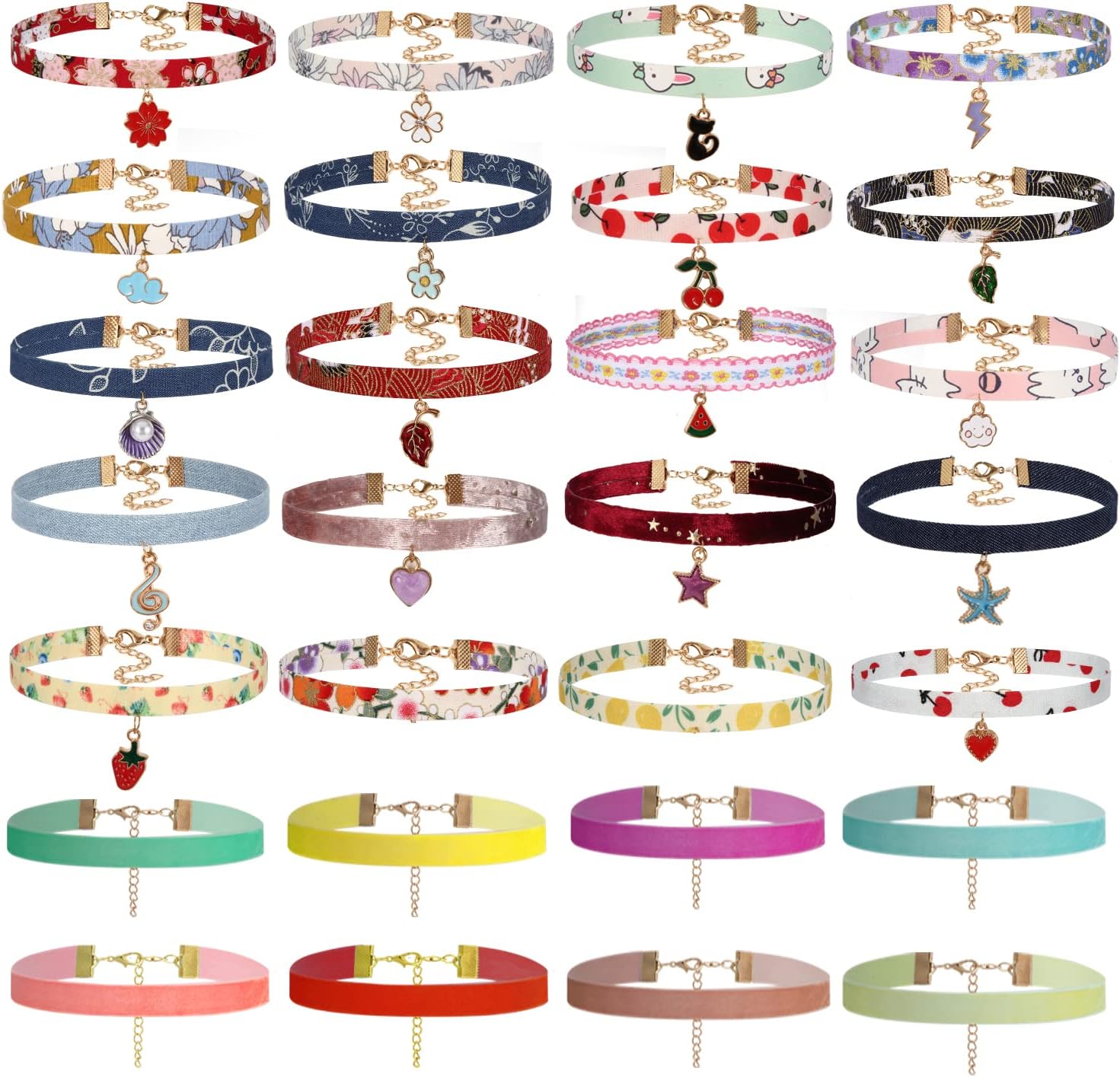 K&Q 30PCS Black Classic Gothic lace Velvet Pendant Necklace Chain Henna Chokers Necklaces Stretch Elastic for Women and teenagers