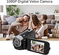 Vista 5 de Videocámara digital, portátil 1080P de alta definición, cámara de video digital DV, zoom 16X, rotación de 270°, batería incorporada con tarjeta SD