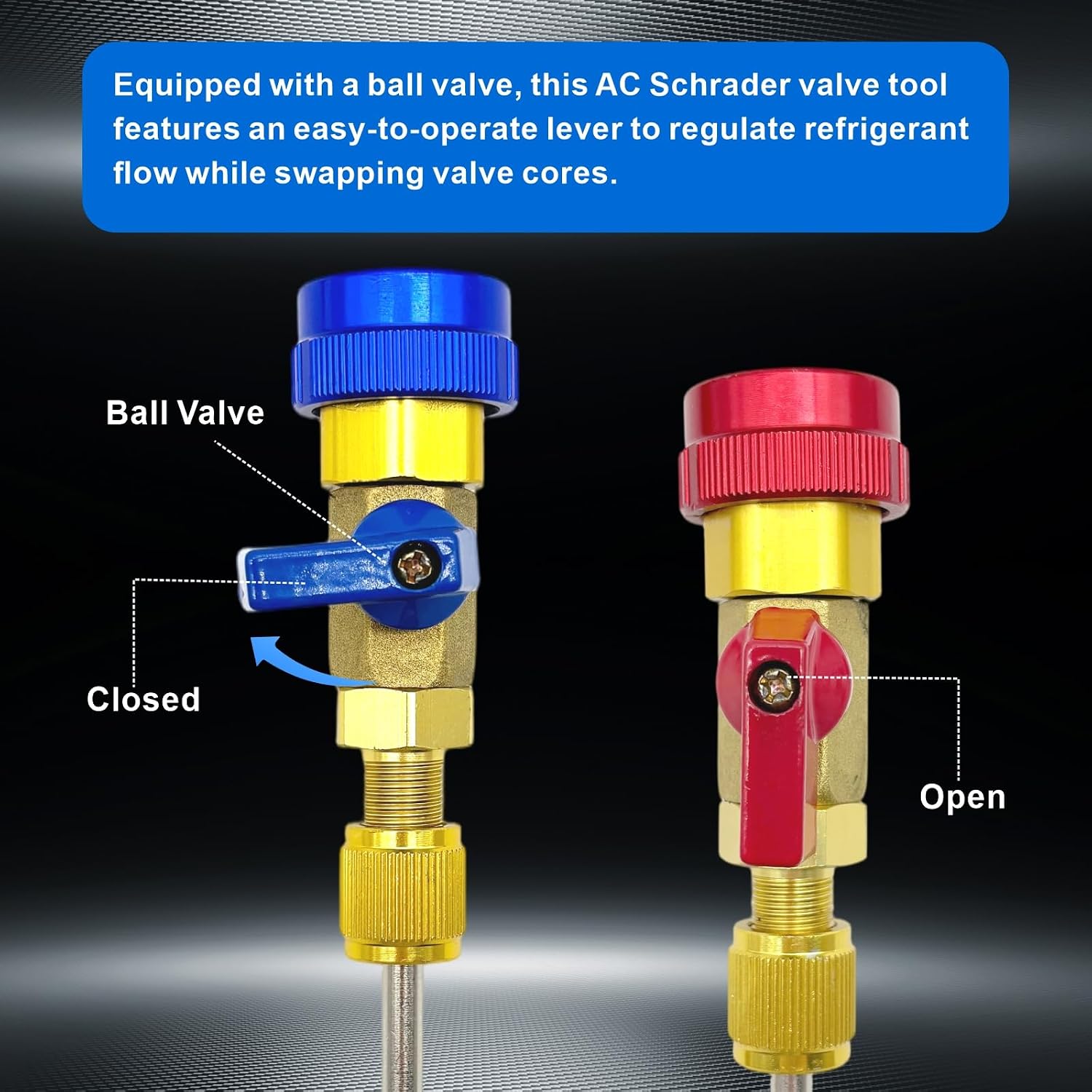 R134a R1234yf R22 Valve Core Remover and Installer Tool Kit for AC, Compatible with Air Conditioning Systems (Automotive and Home), with Valve Core and O-Ring Rubber Seal