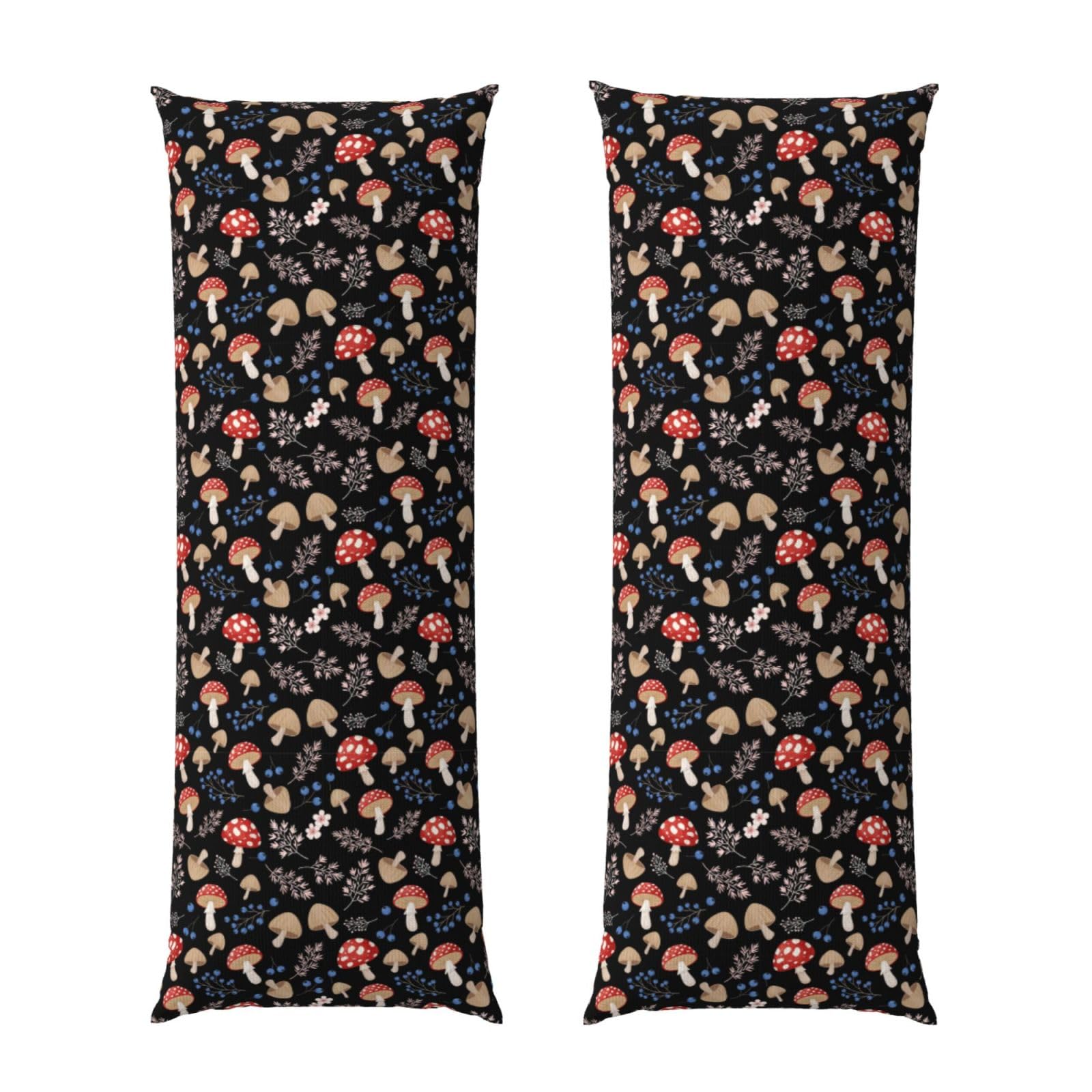 Body Pillow Cover 20x54, Autumn Fall Leaves Cool Mushrooms, Decorative Zippered Pillowcase, Soft Cozy Flannel Fabric, Cushion Case for Couch Sofa Bedroom Home Decor