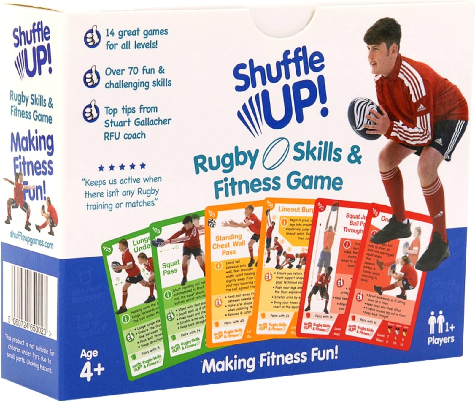 Shuffle Up Rugby Games - Family Games with 70+ Fun & Active Fitness Workout Cards for Kids, Rugby Training Equipment Aid, Rugby Gifts for Boys & Girls