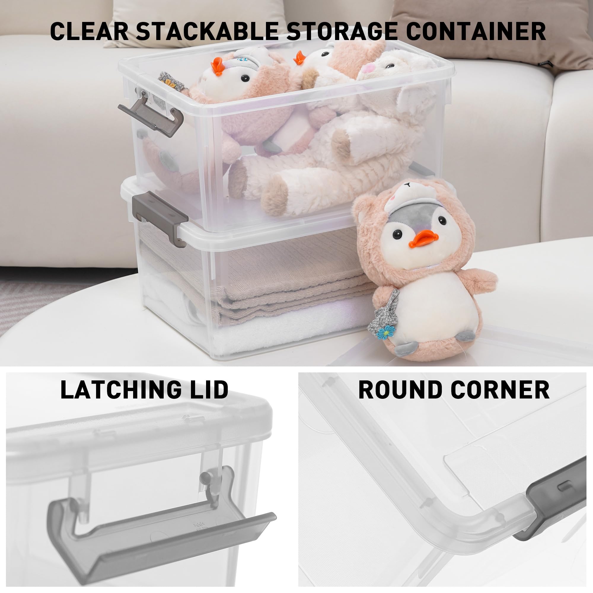 Citylife 6 Packs 17 QT Plastic Storage Bins with Lids Large