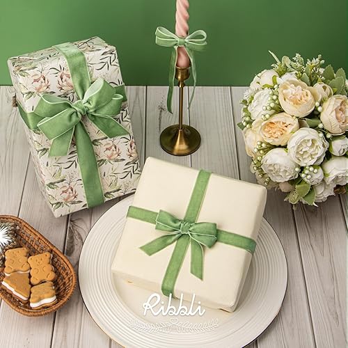 Miniatura 35 de Ribbli Cinta de terciopelo rojo oscuro de poliéster, carrete continuo de 5/8 pulgadas, cinta de Navidad para envolver regalos, ramos florales