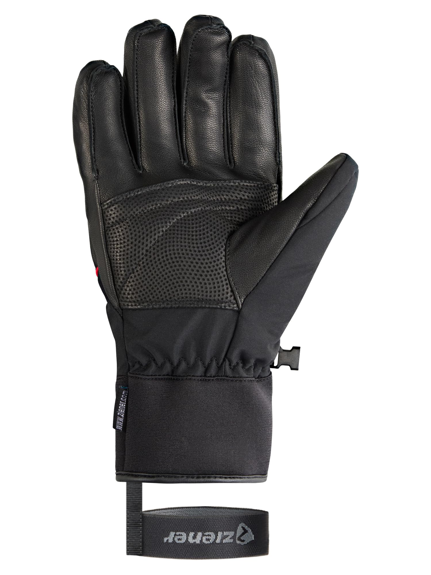 Ziener Guanti da sci GOMIN-Z da uomo, per sport invernali, impermeabili, in pelle, senza PFC, colore nero, rosso, 8,5