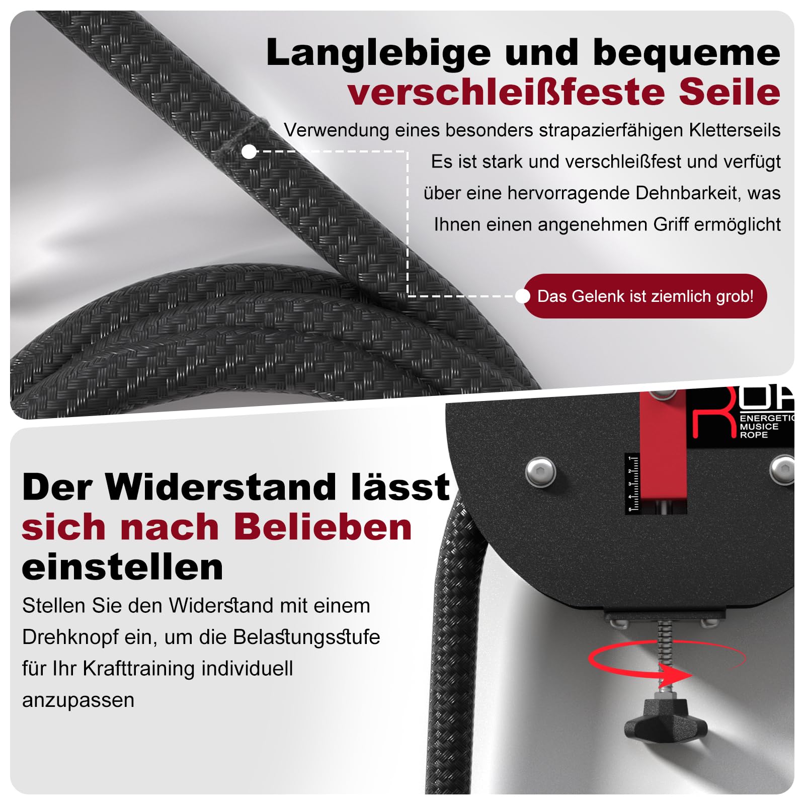 Appareil Entraînement Corde sans Fin, Noir-Rouge, 4m/13.12ft | Câble en Nylon à Boucle Fermée, Système Résistance Réglable 30kg, Pour Musculation, Pour Boxing