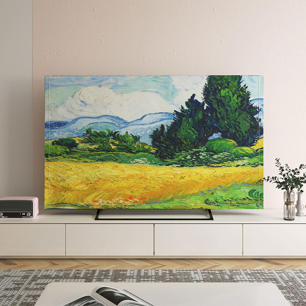 televisor de exterior, Funda antipolvo televisores de 22 a 80 pulgadas, c/diseño pintura(A,60in(139x85cm))