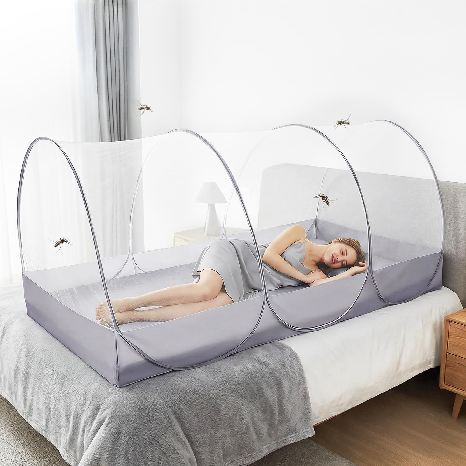 Pop Up Moskitonetz Bett 190x90x90cm Groß, Faltbares Bettzelt für Reise Camping Outdoor, Moskitonetz Reise mit Tragbarem Design, Mückenschutz für Kinder Erwachsene - Leicht zu Verstauen