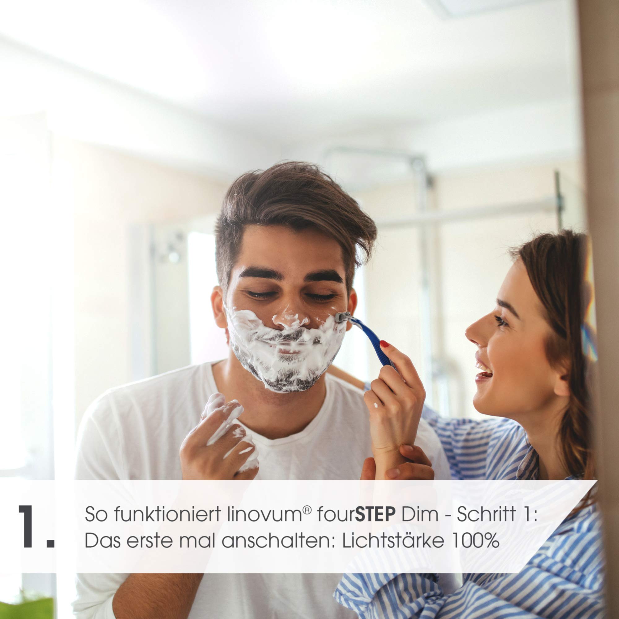 linovum ISAWO LED Einbaustrahler 10er Set Dimmbar ohne Dimmer IP65 - LED GU10 4W warmweiß 230V - fourSTEP Badspot weiß rund
