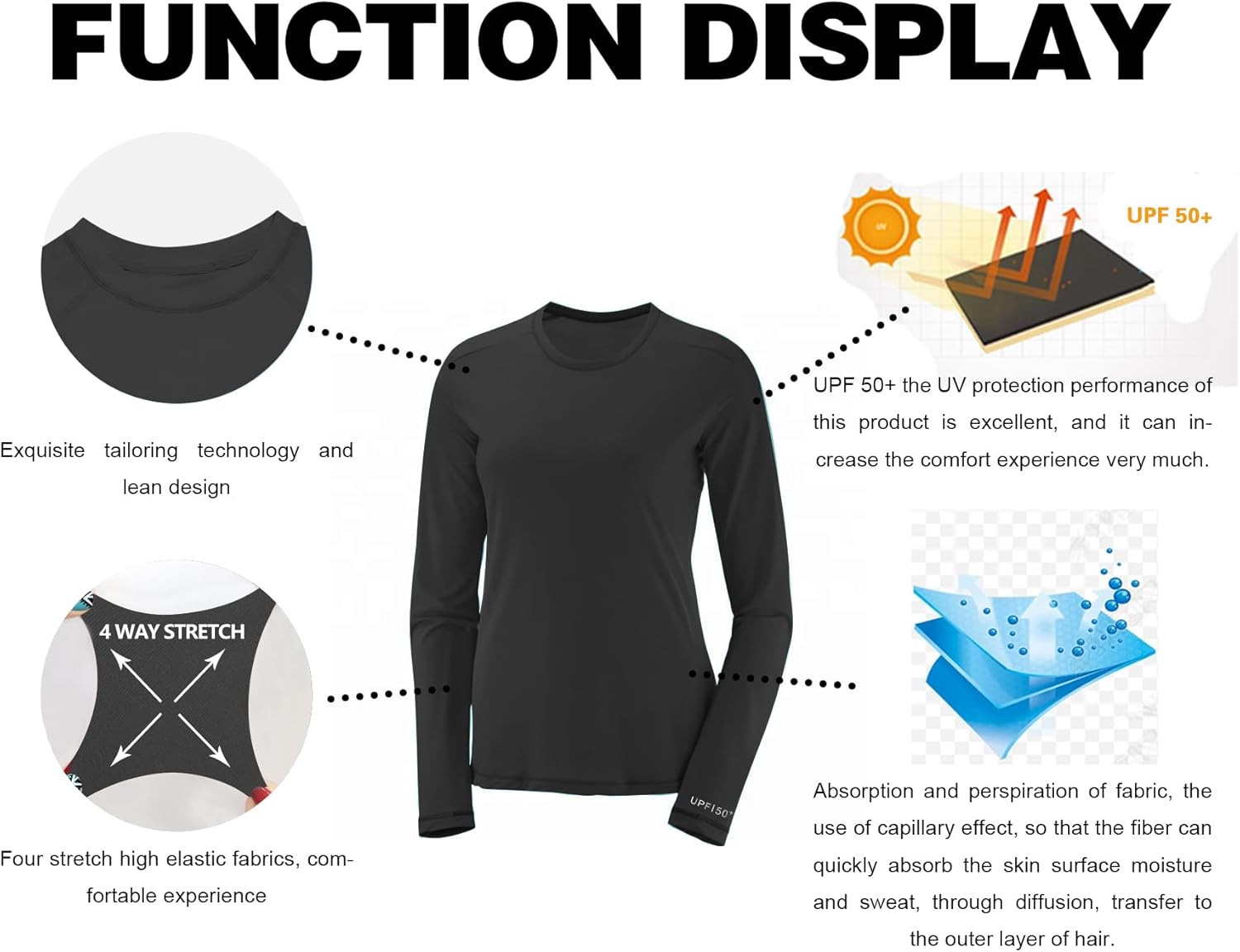BUBBLELIME Long Sleeve UPF 50+ Sun Protection Rashguard for Women Swim Shirts Surfing Swimwear Swim Top Swimsuit