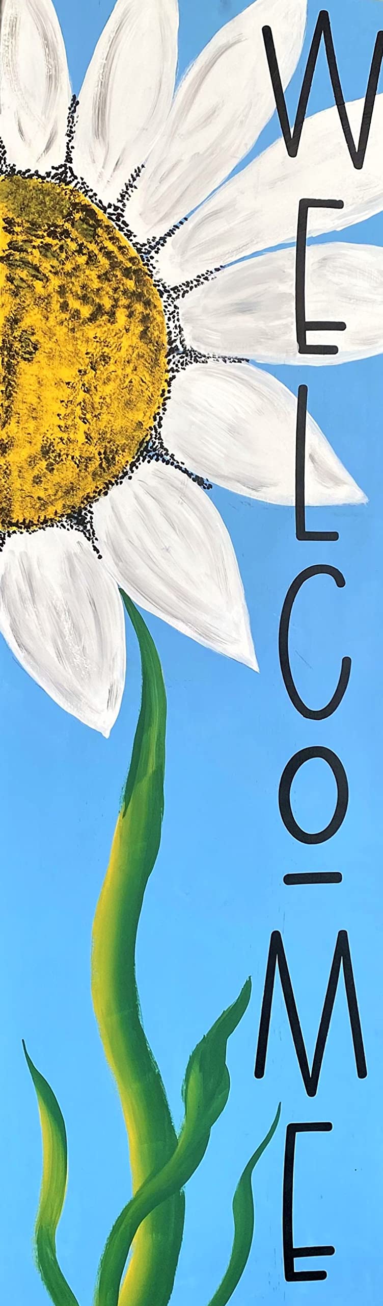 Welcome Porch Sign. Welcome Sign with Daisies. Vertical Porch Sign. Summer Porch Sign. Metal Tin Signs & Sayings Home Decor Farmhouse 4x16 in