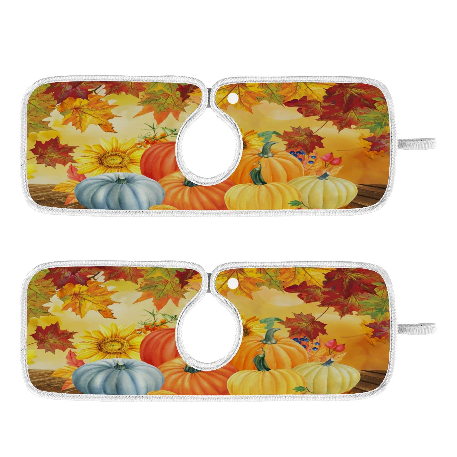 autumn pumpkins sunflowers faucet water catcher mat fall maple leaves thanksgiving orange kitchen sink splash guard absorbent drying mat bathroom faucet handle drip catcher mat countertop pad 2pcs