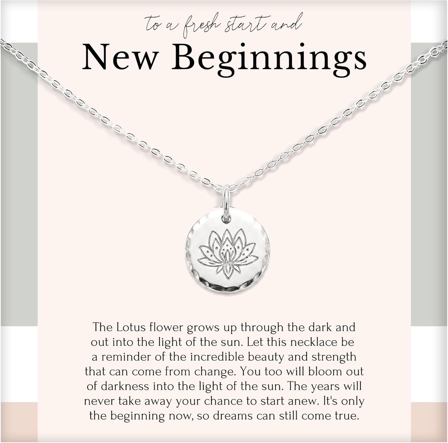 HOPE LOVE SHINE Women's New Beginnings Necklace - 14k Gold Plated Sterling Silver, Healing & Recovery Gift, Adjustable 16+2" Chain