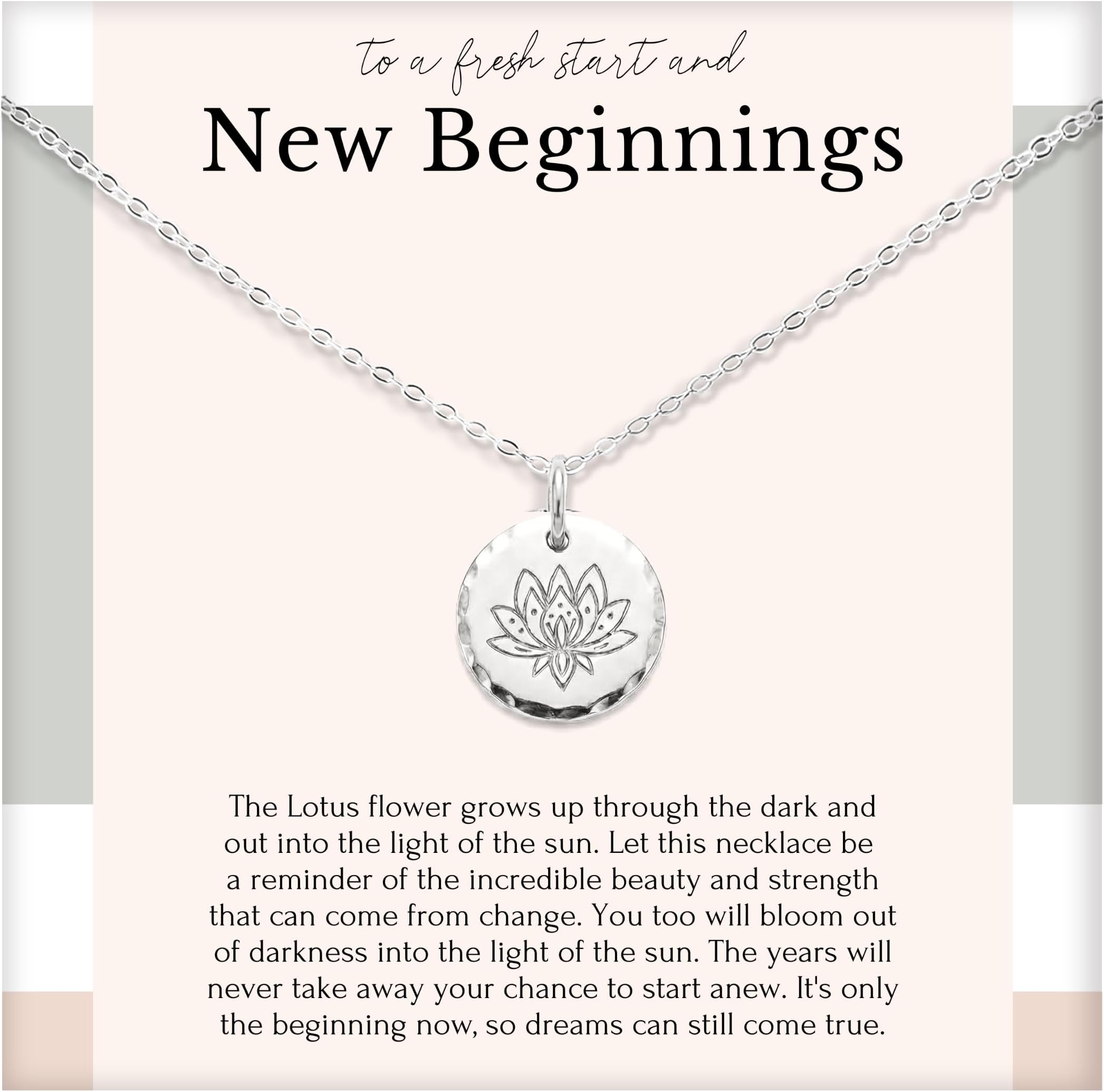 HOPE LOVE SHINE New Beginnings Lotus Necklace for Women - Gifts for Her - Divorce Gifts, Addiction Recovery, AAA, Sobriety Gifts for Women, Break Up, Recovery - Lotus Pendant, Sterling Silver