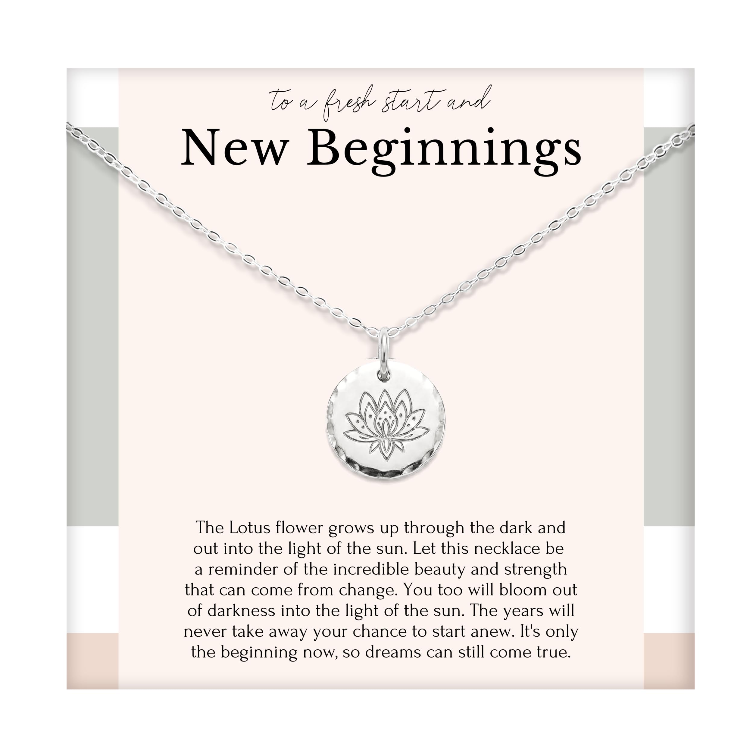 Women's New Beginnings Necklace - 14k Gold Plated Sterling Silver, Healing & Recovery Gift, Adjustable 16+2" Chain