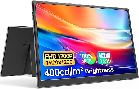 Anyuse 14" FHD 1920×1200 Portable Monitor – USB-C HDMI Ultra-Slim IPS Travel...