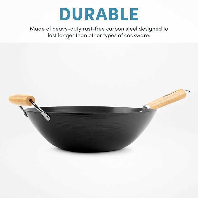 Wok de Acero Carbono Antiadherente 14 pulgadas Negro miniatura 4