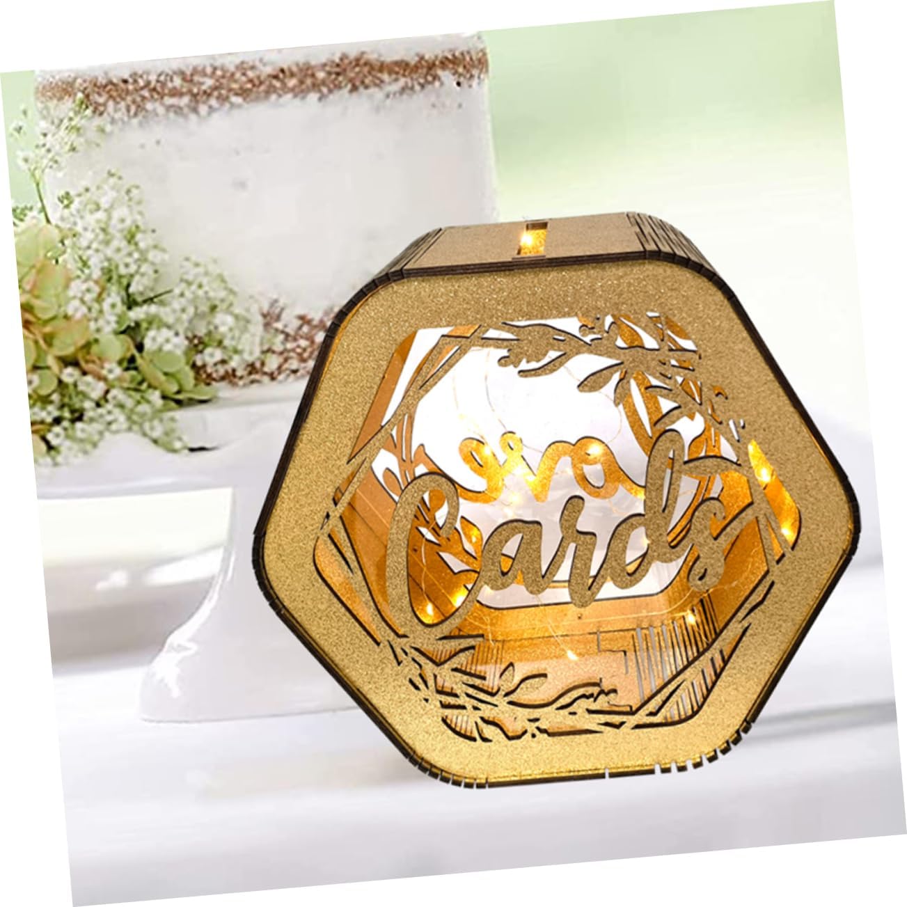 Abaodam Hollow Card Box Window Portable Decorative Keepsake Storage for Greeting Cards Envelopes for Weddings Anniversaries and Showers