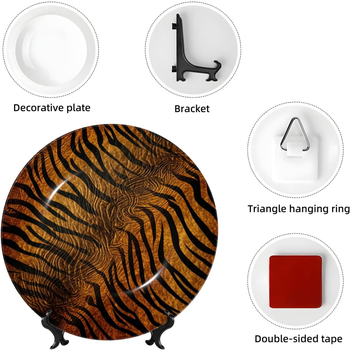 Decorative Plate Art Crafts Bone China Decorative Plate with Display Rack Souvenir Wall Decor Ceramic Ornaments Dinner Plates Ceramic Decoratives Plates for Home Office 10in