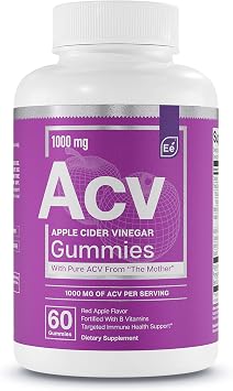 Essential Elements Apple Cider Vinegar Gummies from The Mother - Naturally-Sourced, Vegan ACV with Folic Acid and Vitamin B6 & B12 60 Count