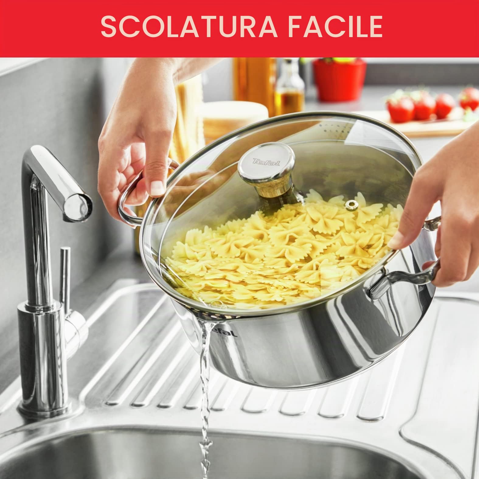 Tefal Utensili da cucina 6 pezzi, casseruola 16 cm, Pentole 20/24 cm, Coperchi in vetro, induzione, Acciaio inossidabile 18/10, Garanzia 10 anni, Base 3 strati, Duetto On A705S636
