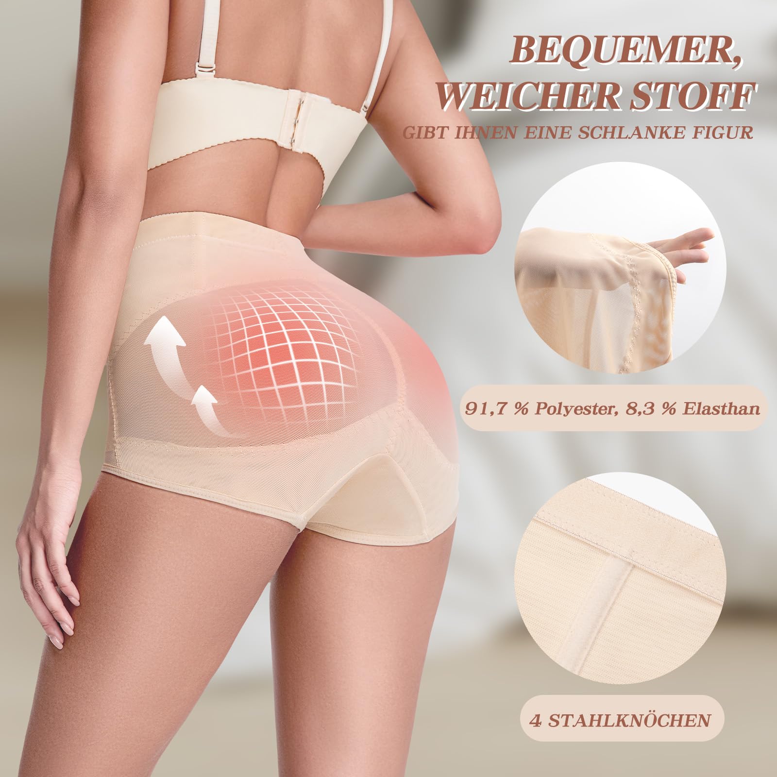 Shapewear Damen Bauchweg Unterhose,Miederhose hoher Taille Bauch Weg Unterhose,Unterwäsche Miederpant Body Shaper für Frauen