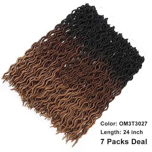 Miniatura 7 de Eliza - Extensiones de cabello trenzado sintético, de rizos gitanos, ondulados, teñido degradado estilo ombre, 8 paqueteslotes, 100 % kanekalon,