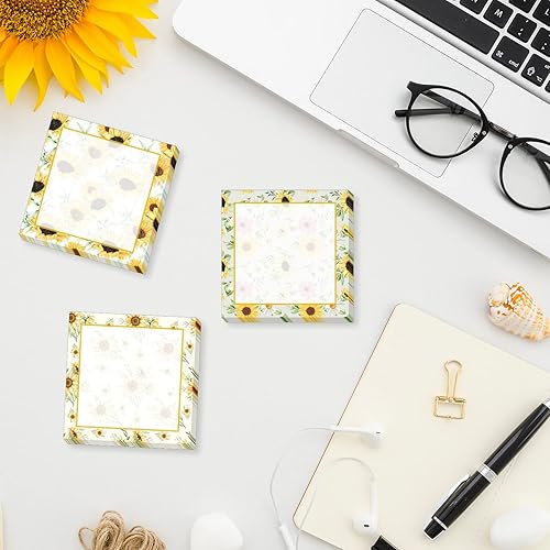 Miniatura 5 de 9 unidades de notas adhesivas de girasol, lindas notas de girasol, notas autoadhesivas de unicornios para recordatorios, estudio, trabajo, oficina,