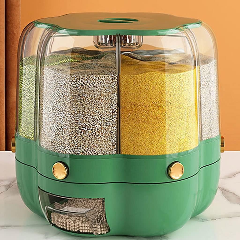 Distributeur De Céréales 6 Compartiments - Rangement Alimentaire Transparent - Capacité 10 Kg - Compartiments Réglables - Distribution Par Le Bas