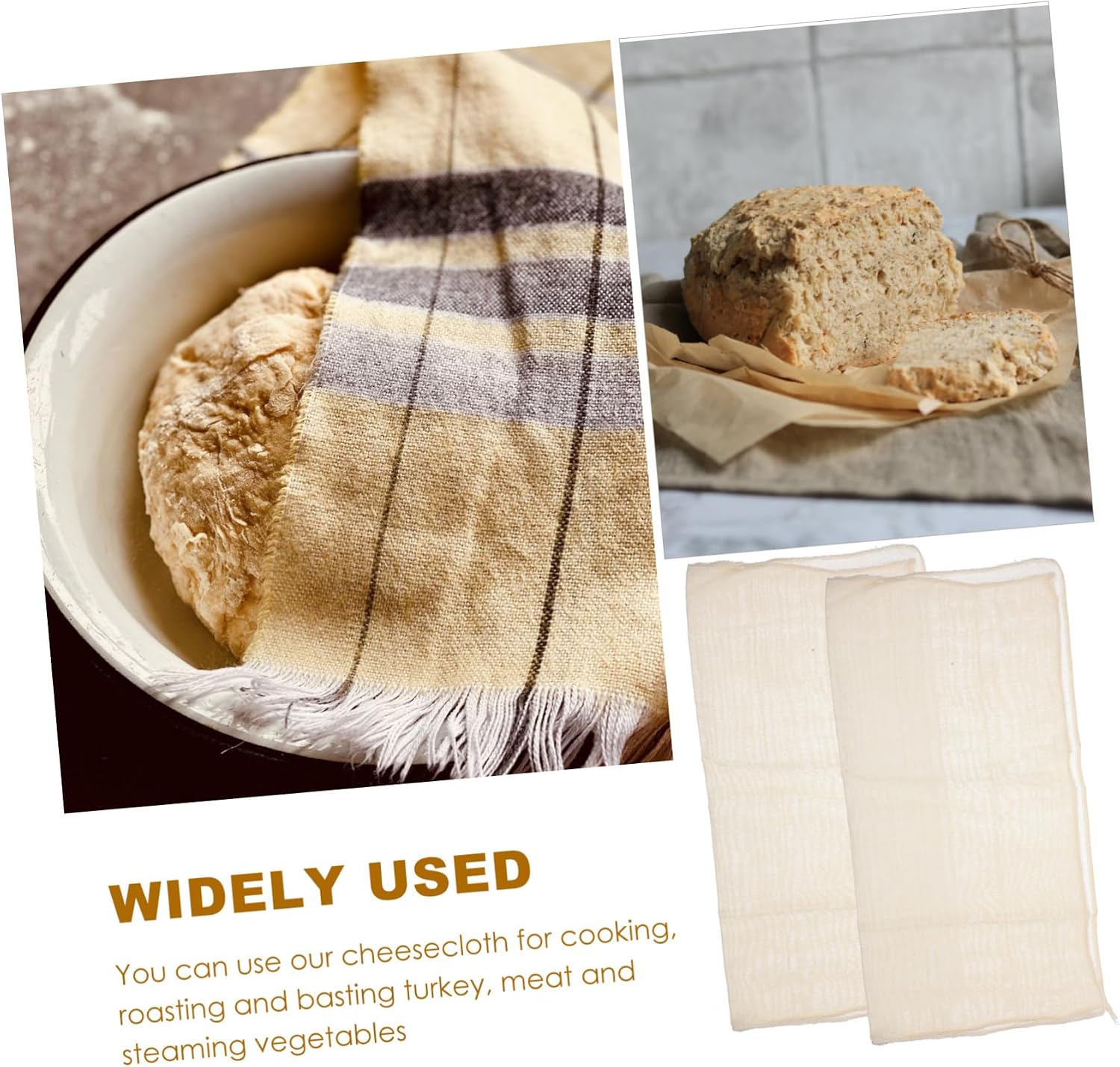 KICHOUSE 12pcs Kitchen Cheesecloth Multi-use Strainer for Cooking Baking Juicing Unbleached Dye Cheese Cloth Muslin Tofu Strainer