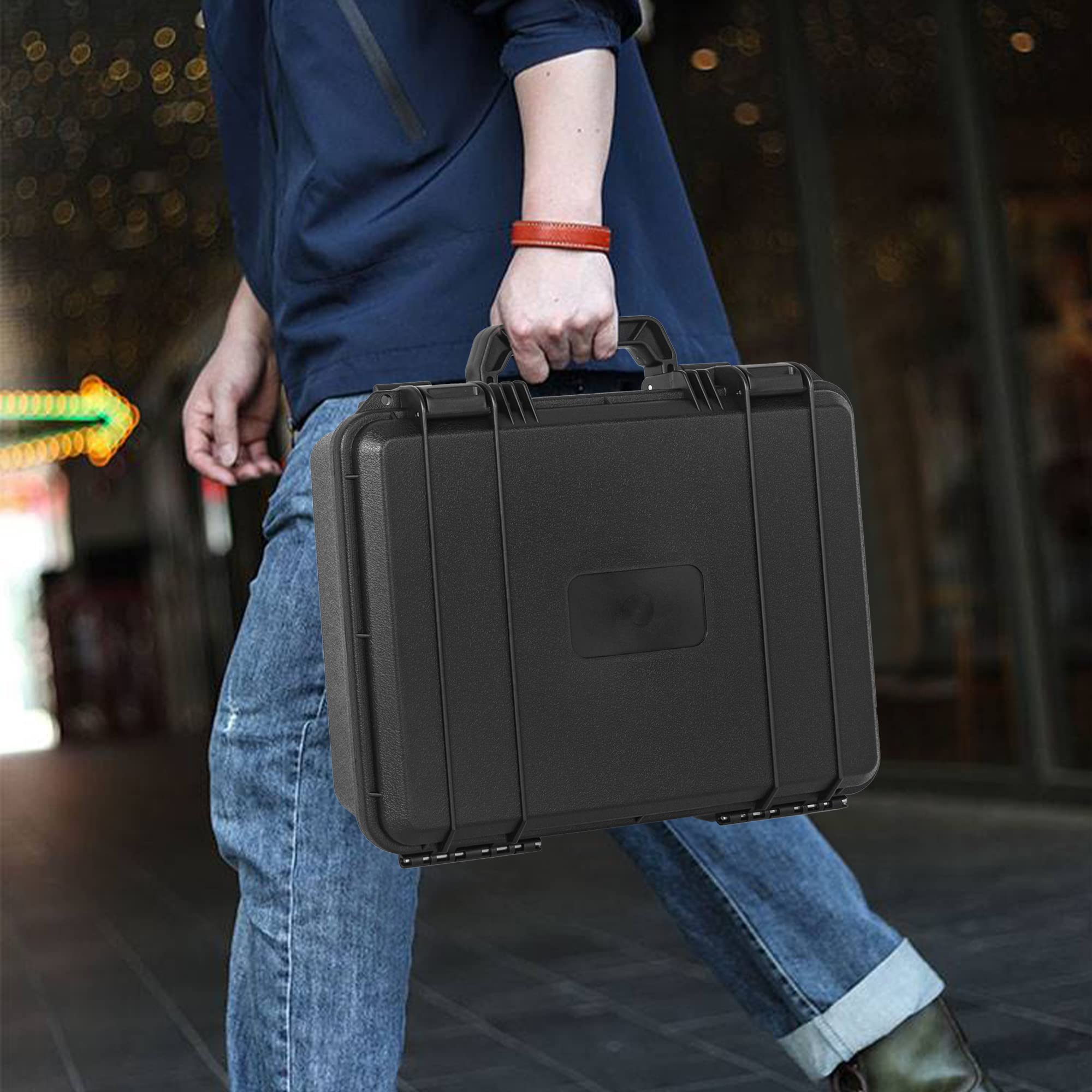 Custodia protettiva rigida impermeabile IP67/antiurto con inserto in schiuma fai da te personalizzato per fotocamera, obiettivi, laptop e altro, nero, Nero , 14 X 11.5 X 3.7 Inch, Non