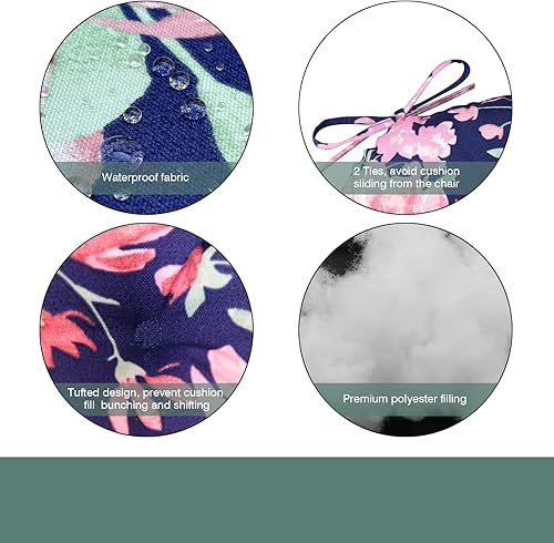 Miniatura 4 de Cojines redondos para sillas de bistró para exteriores, cojines de asiento circulares de 15 pulgadas para sillas de patio al aire libre, juego de 2,