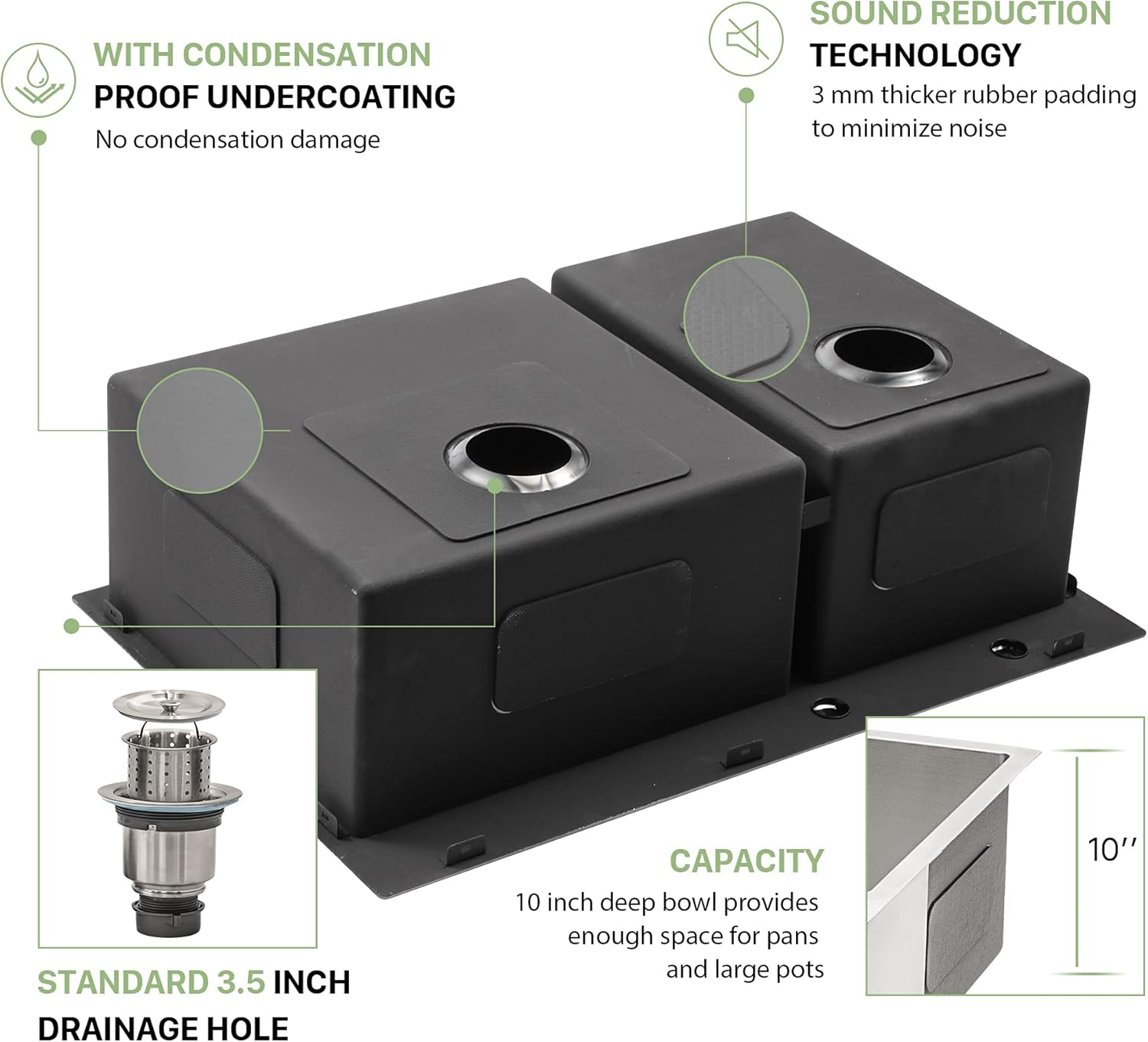 33 Inch Drop In Kitchen Sink-Beslend Topmount Stainless Steel 16 Gauge Double Bowl Sink 60/40-33"x22"x10" Kitchen Basin