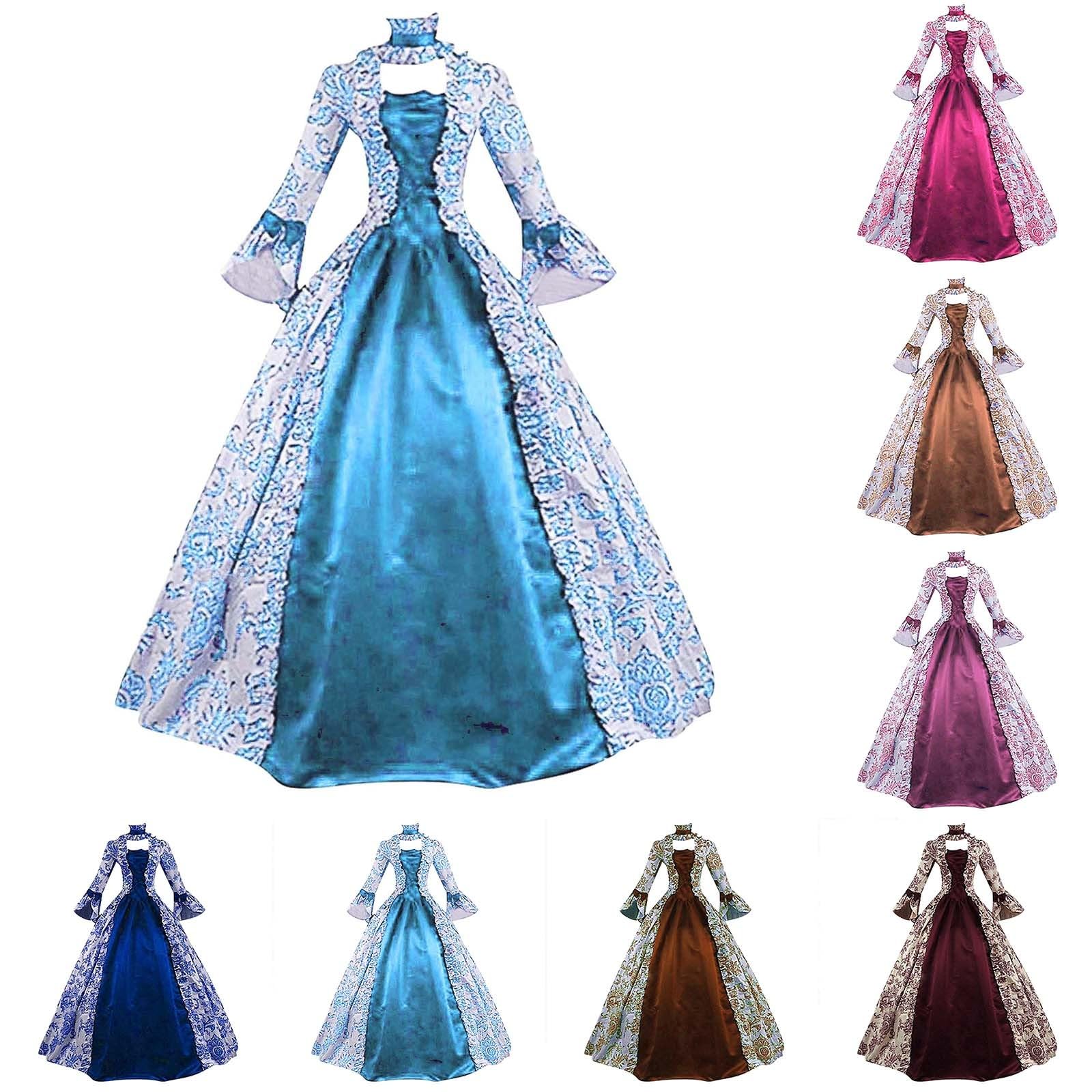 Generisch Abito vittoriano medievale abbigliamento donna rinascimentale principessa abiti barocco rococò carnevale costume elegante abito da sera abito da cocktail party a linea abiti regina maxi