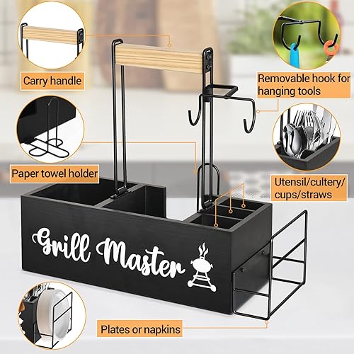 Miniatura 4 de Organizador de utensilios para parrilla, organizador de condimentos de picnic, organizador de barbacoa y parrilla con soporte para toallas de papel