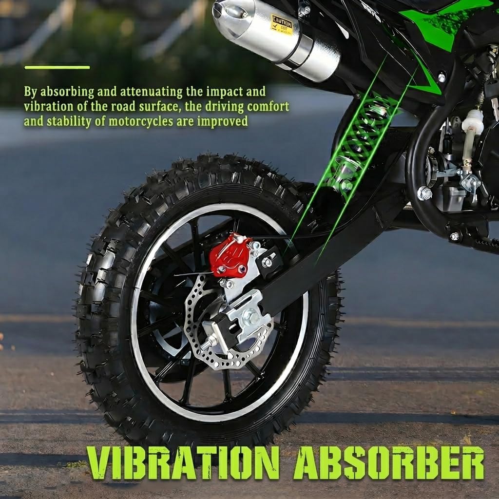 50cc 2-Stroke Kids Dirt Bike,Gas Powered Motorcycle for Kids with Off-Rode Tire, Front Rear Disc Brakes Motocross,Up to 25 Mph,Shock Absorption Pocket Motorbike (Green)