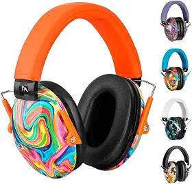Fone Abafador de Ruídos Autismo Infantil Colorido Abafador de Som e Protetor Auditivo Para Crianças Autistas TEA Protetor Auricular - ALVATEC ATC® (LARANJA, Tamanho único)