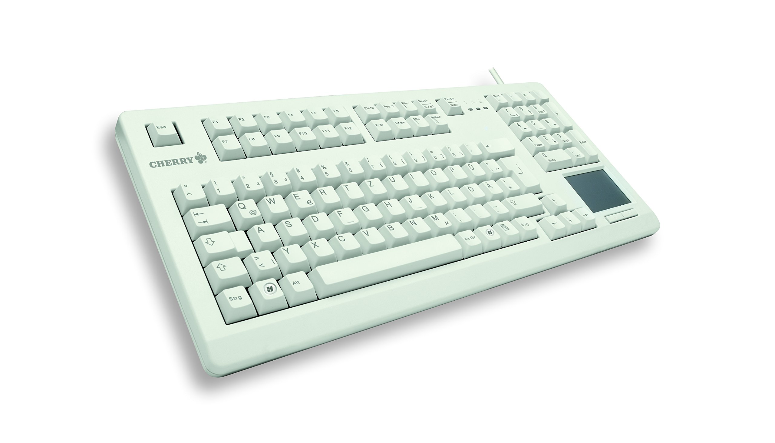 Cherry Teclado USB semicompacto G80-11900LUMDE-0 con Panel táctil Integrado, Color Gris Claro