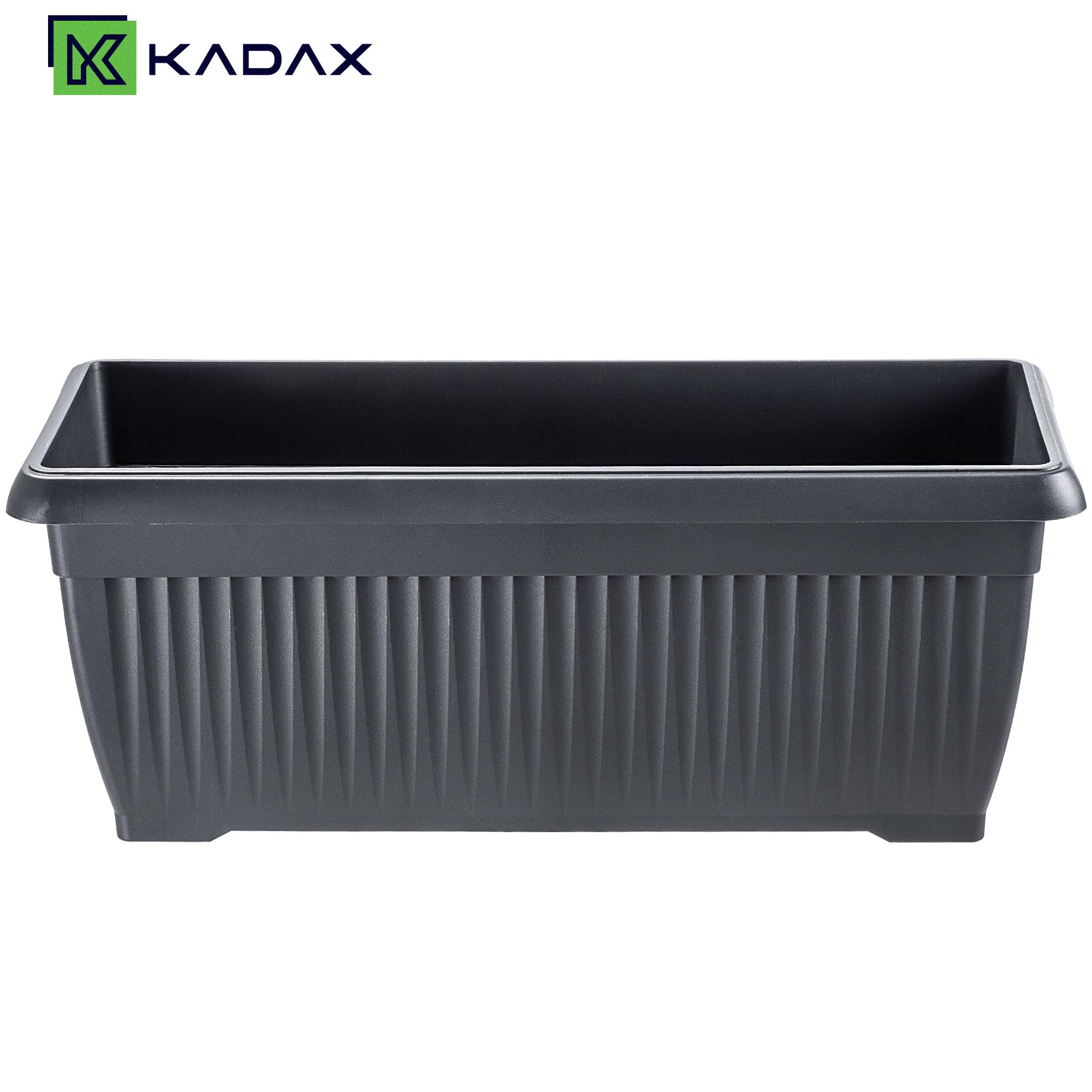 KADAX Blumenkasten 60 x 25 x 24 cm, großer Balkonkasten aus Kunststoff, Pflanzkasten für Balkon, Terrasse & Garten, Pflanzkübel für Balkonblumen (Anthrazit)