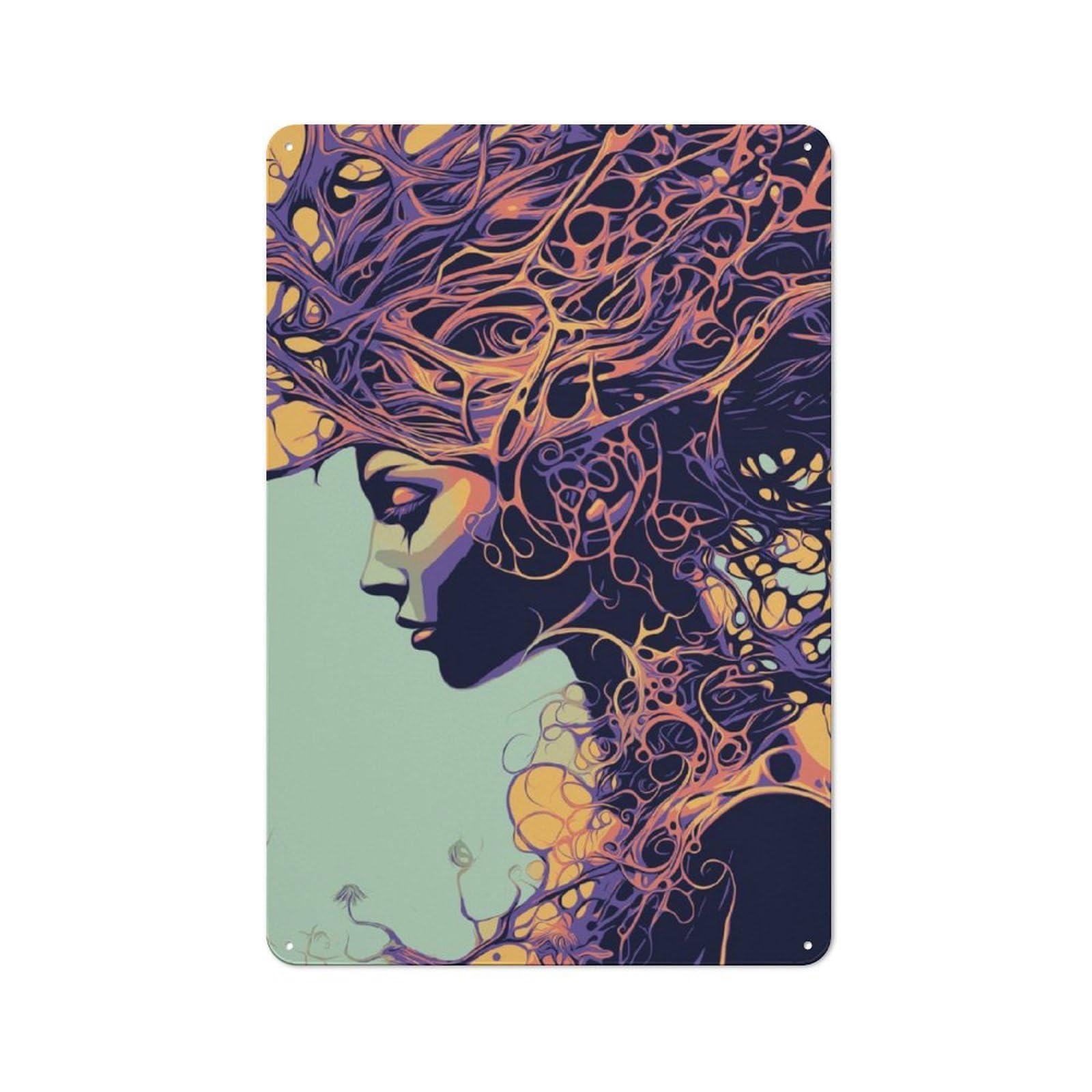 Junmoney Angel Woman 3 Rustic Metal Sign 30X20cm For Hallway Wall, For Collectors Of Rustic Metal Wall Decor