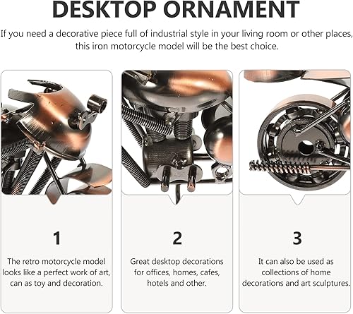 Miniatura 2 de Motocicleta de metal retro, estilo vintage, de hierro forjado, modelo de motocicleta, artesanía, escultura de arte de hierro coleccionable para